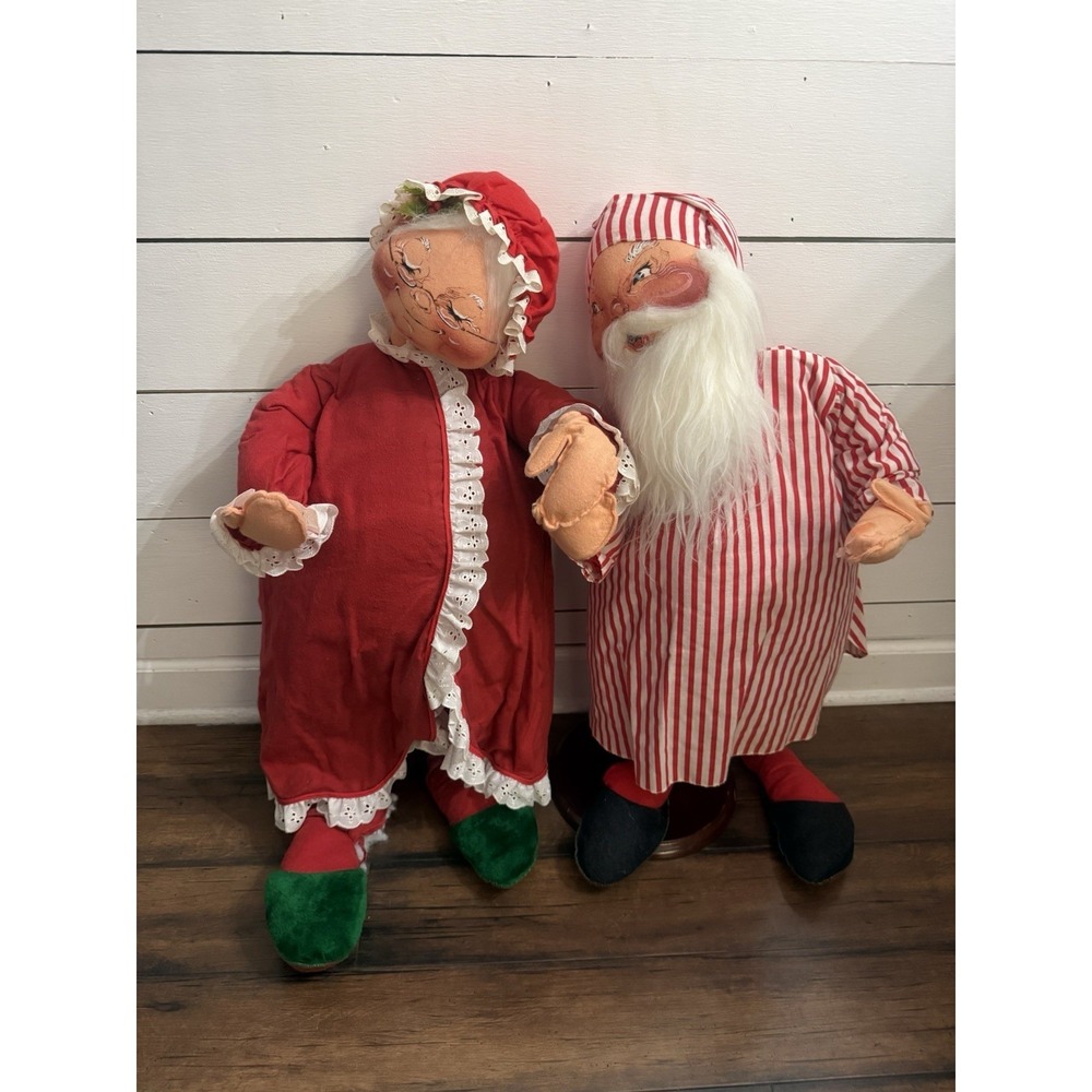 Vintage 1990s Annalee Dolls Tuckered Santa Mrs. Claus Christmas 30" *read*